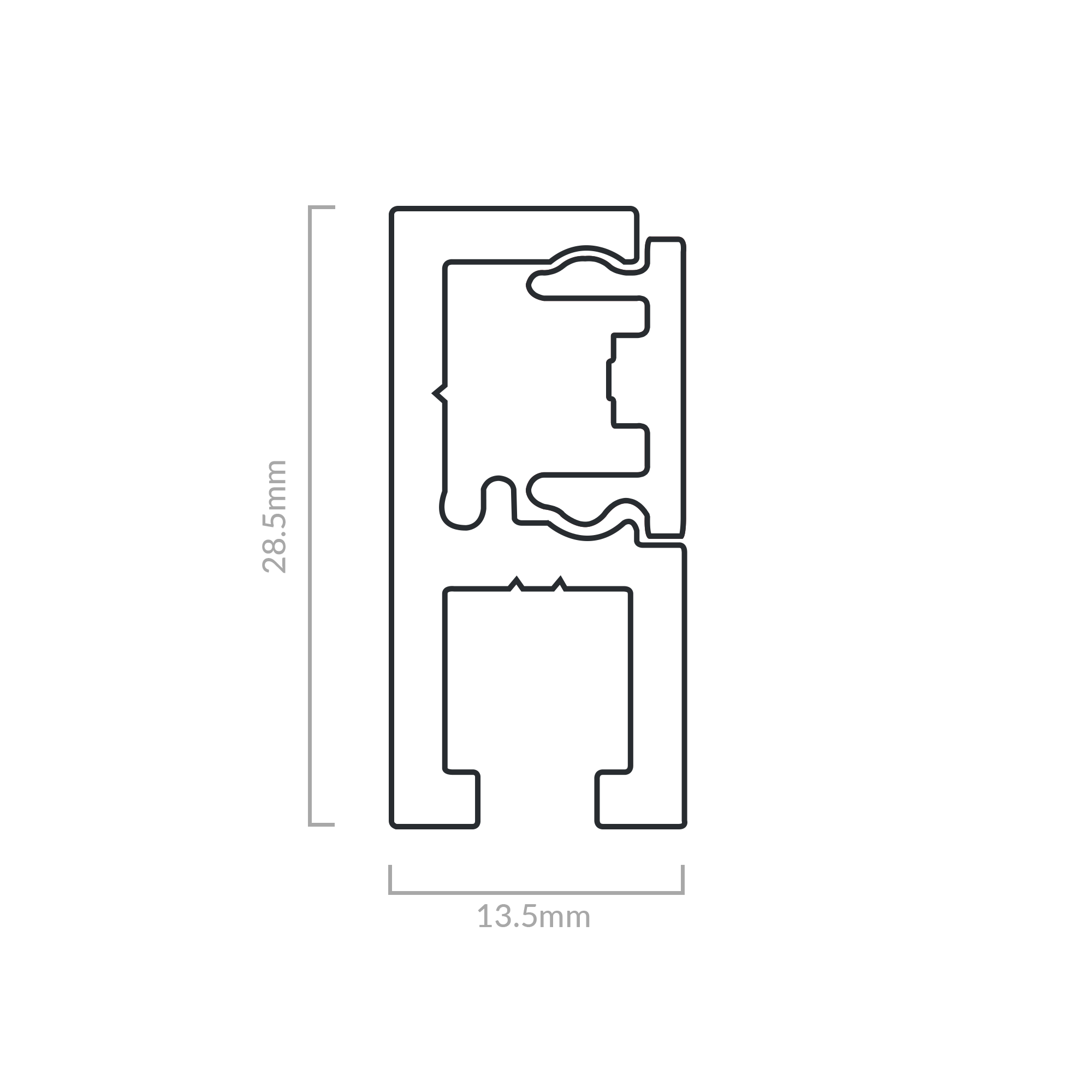 Diagram explaining the dimensions of the H Track artwork hanging solution.