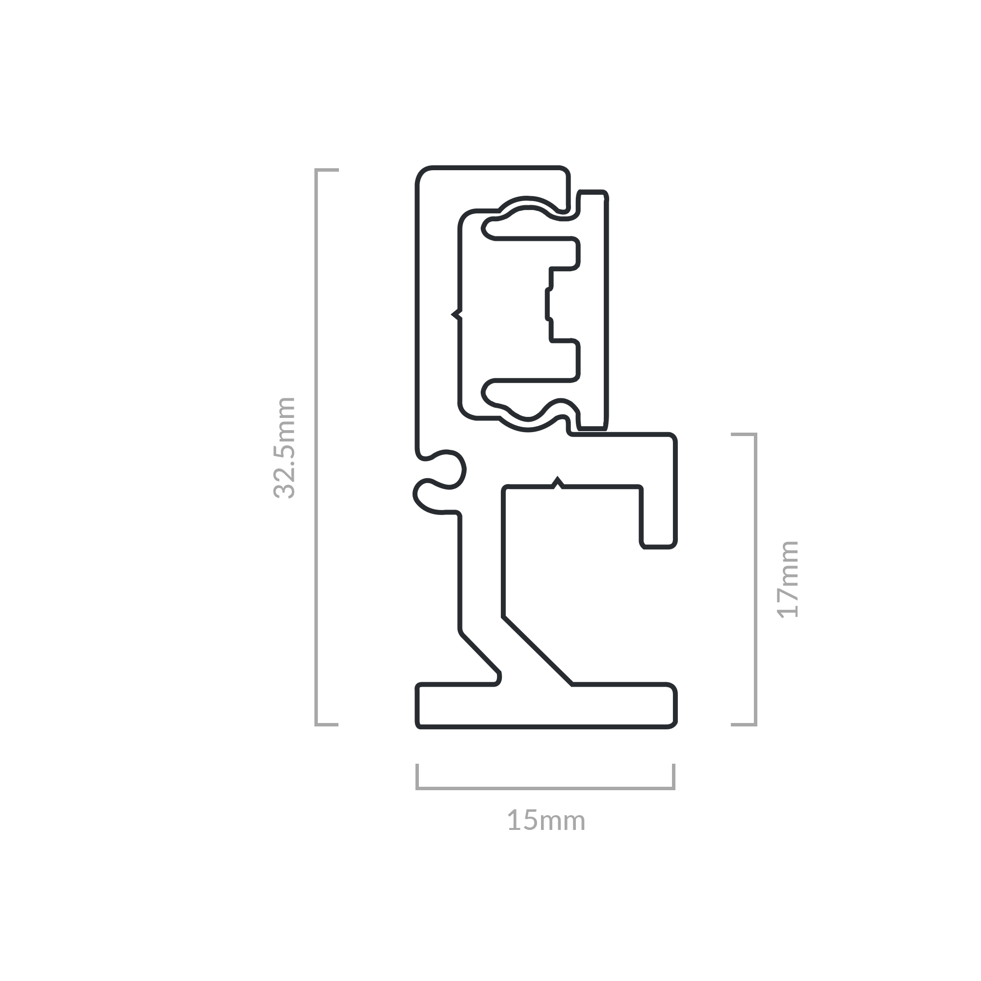 Diagram explaining the dimensions of the T Track artwork hanging solution.